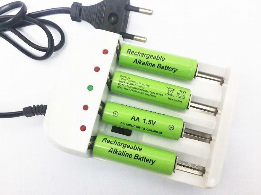 Batteries in the charger.