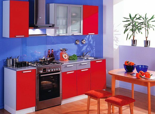 barvne kombinacije v rdeči kuhinji