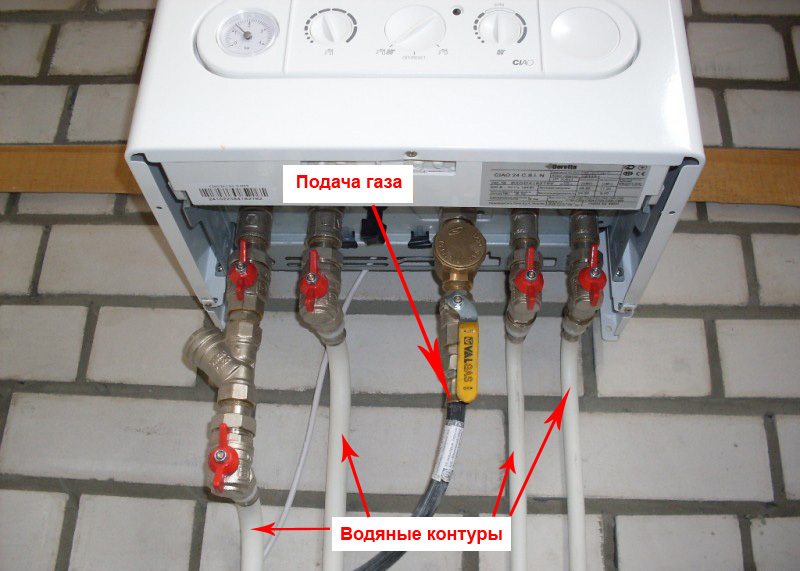 Wall mounted double-circuit boiler fittings