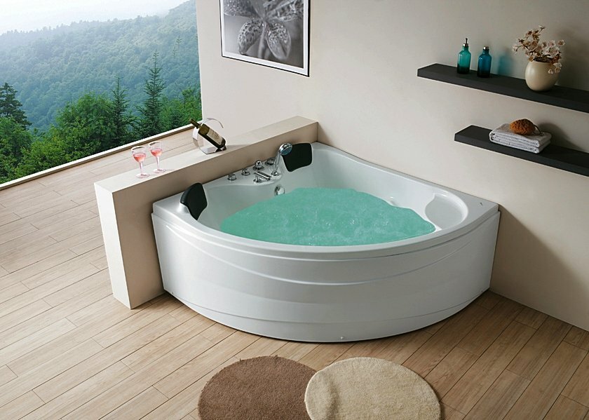 Corner acrylic bathtub.