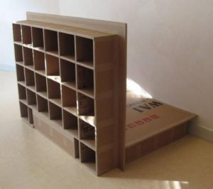 cabinet made of cardboard boxes