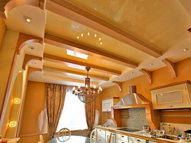 Design and features of plasterboard kitchen ceilings