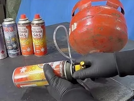 Purge des condensats d'une cartouche de gaz