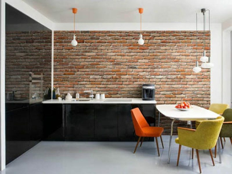 How to use brick on the kitchen wall