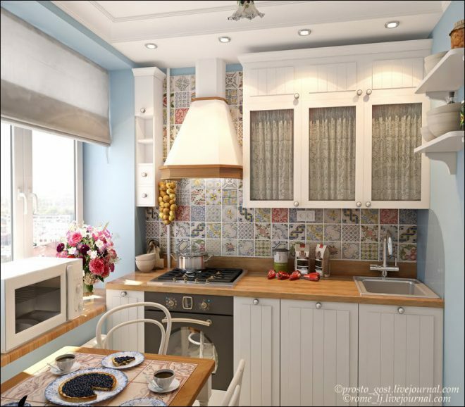 Design of a small white kitchen 6 msup2sup in Khrushchev