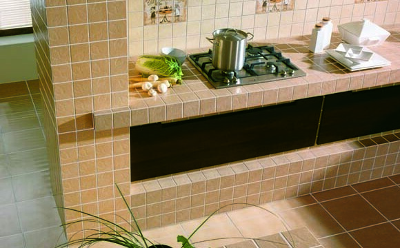 Ceramic tiles in a small kitchen
