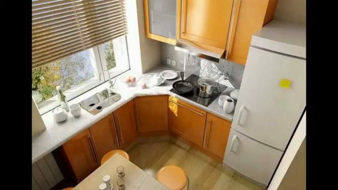 Disposizione della cucina di 6 metri nella foto di Krusciov