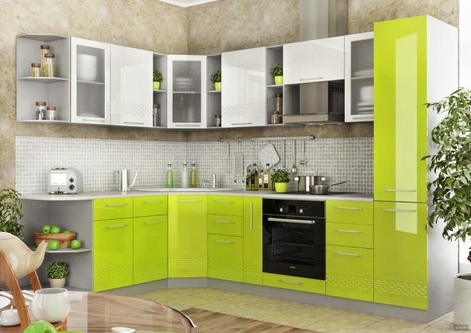 Light green kitchen in the interior: photo, the best combination of colors