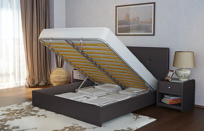 A bed with a lifting mechanism: how to choose, types, photos, advantages, dimensions, features, diagrams, drawings, step-by-step instructions for creating