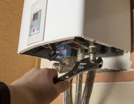 Installation of a gas water heater in the kitchen