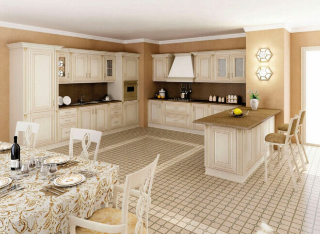 Virtuvės interjero dizainas modernios klasikos stiliumi (167 nuotraukos)