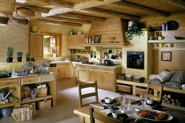 rustikaalne heledast puidust köök