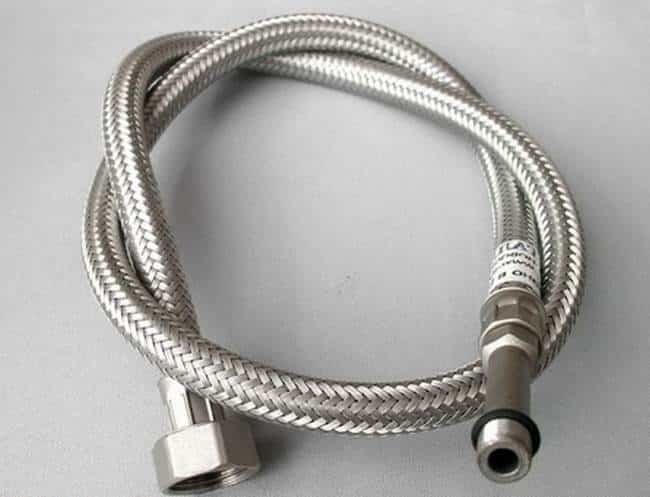 Hose reinforced with aluminum.