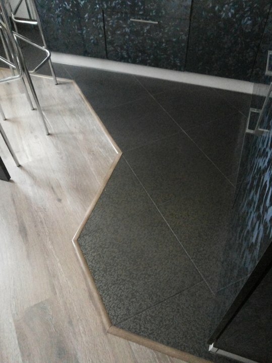 Black tiles on the floor