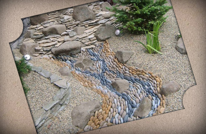 How to make a beautiful dry stream in the country with your own hands: ideas, step by step instructions, photos