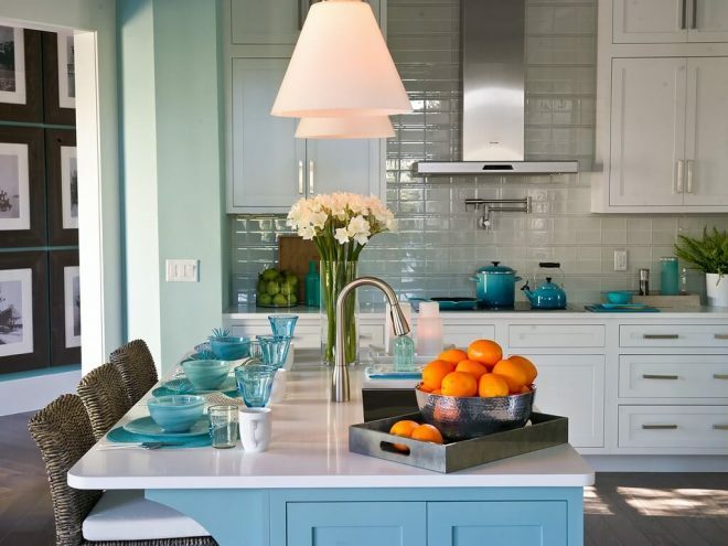 Turquoise kitchen in a modern style 