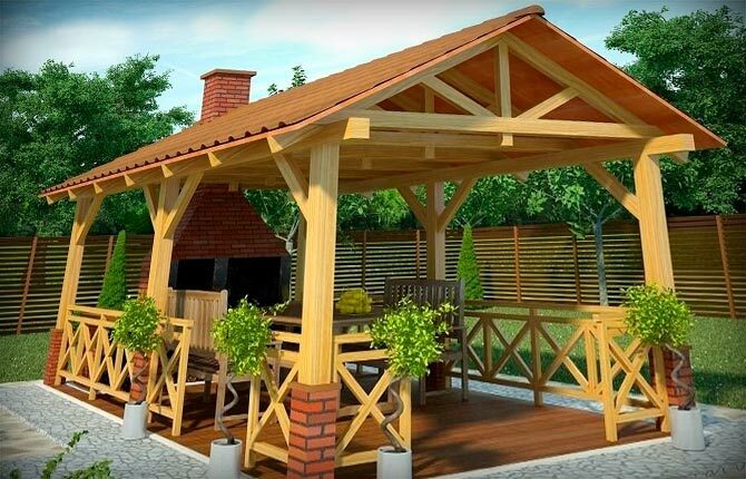 Gazebo with gable roof