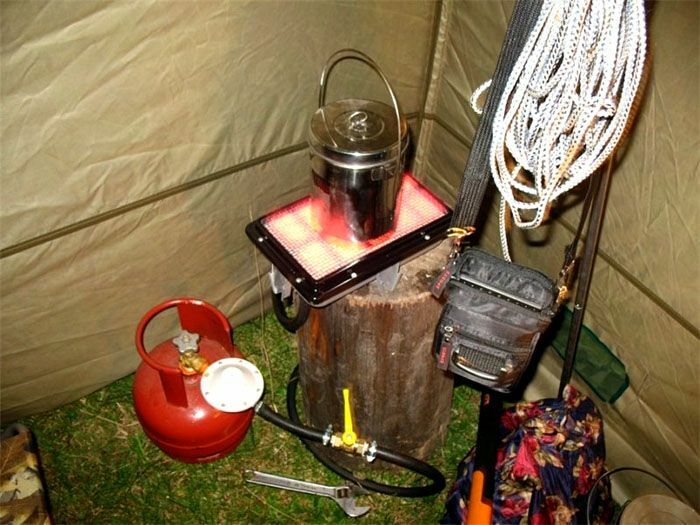 Gázmelegítő a sátorban