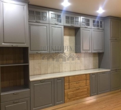 Straight symmetrical classic Hellas kitchen in gray tones