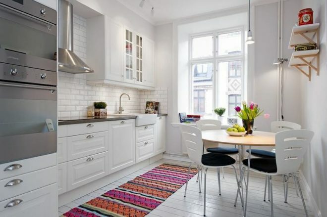 Kitchen interior 9 sq.m. in scandinavian style