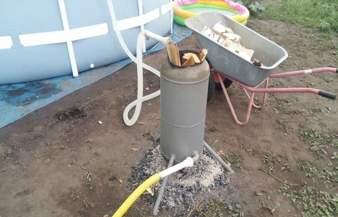 The stove will heat the water for the pool on any wood
