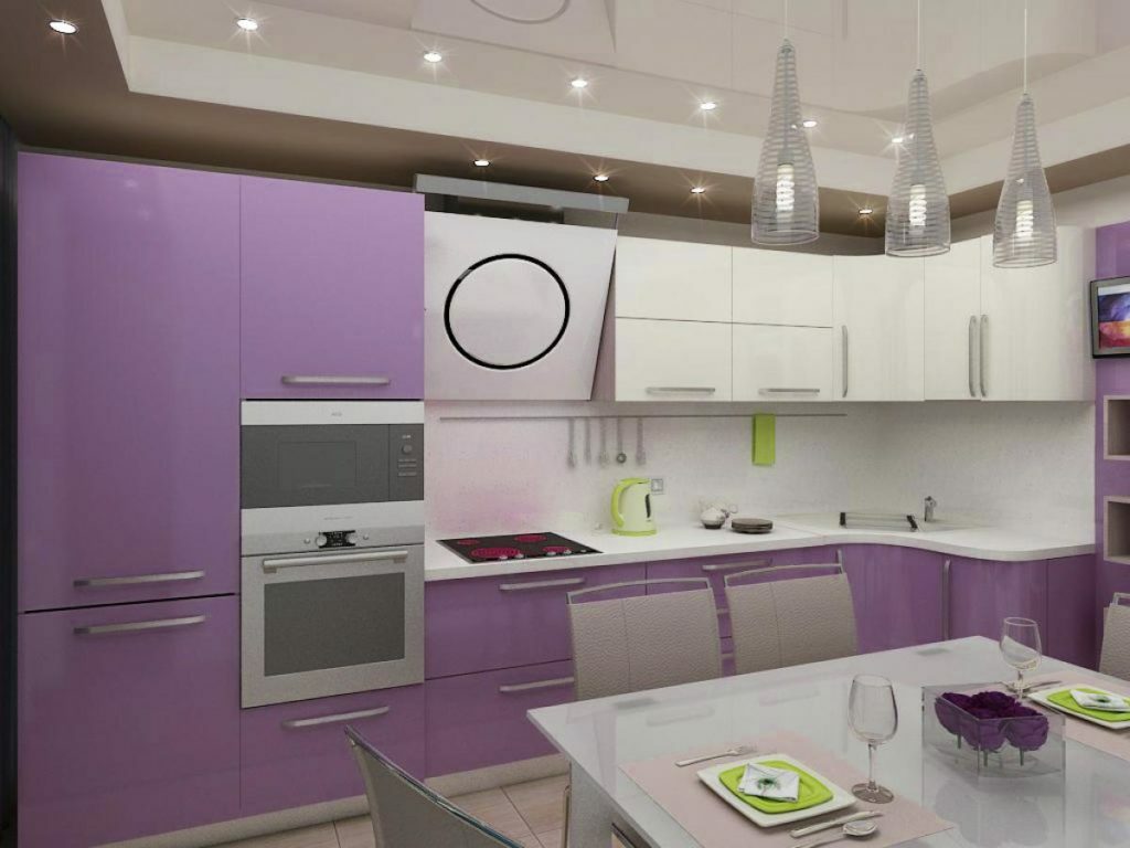 lilac kitchen in the style of minimalism