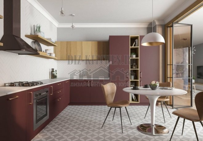 Wine-colored kitchen