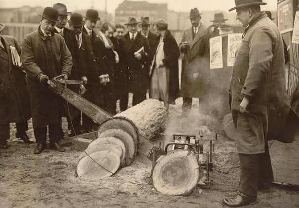 The first chainsaw when the tool was invented