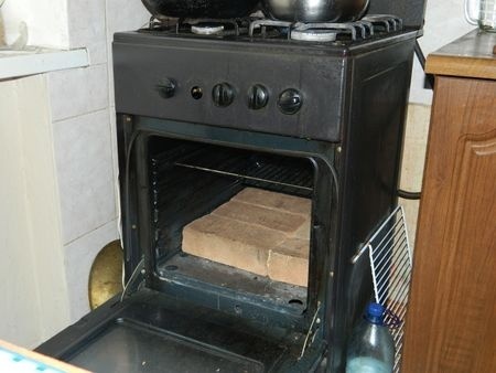 Heating bricks in the oven