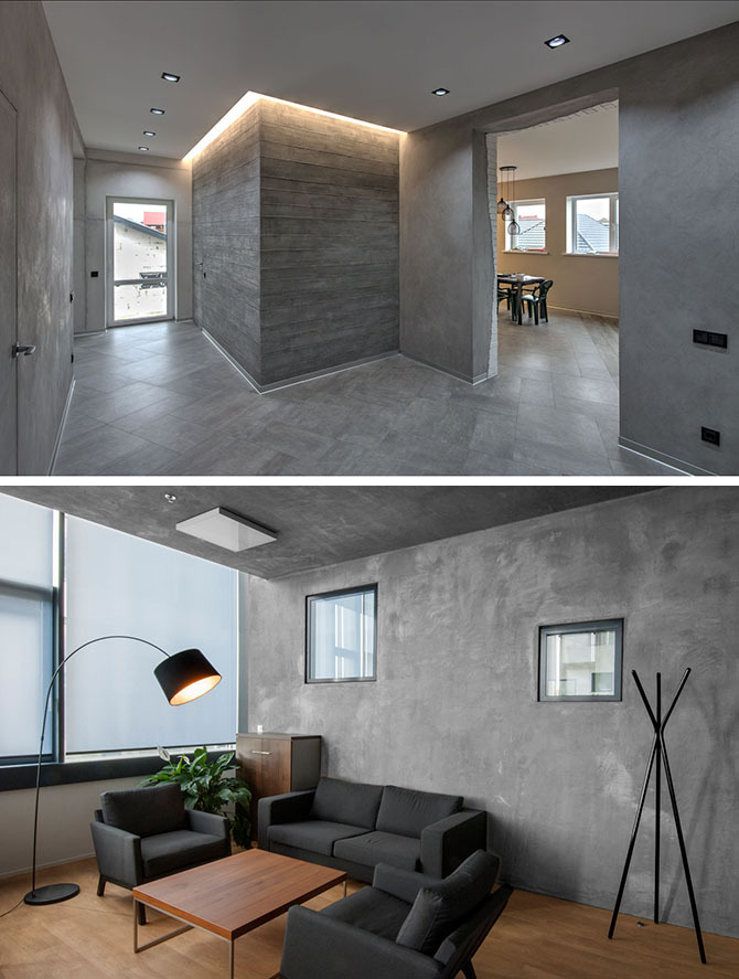 Decorative plaster effect of concrete
