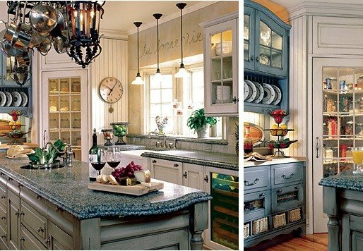 virtuvė mėlynais tonais Provanso stiliaus
