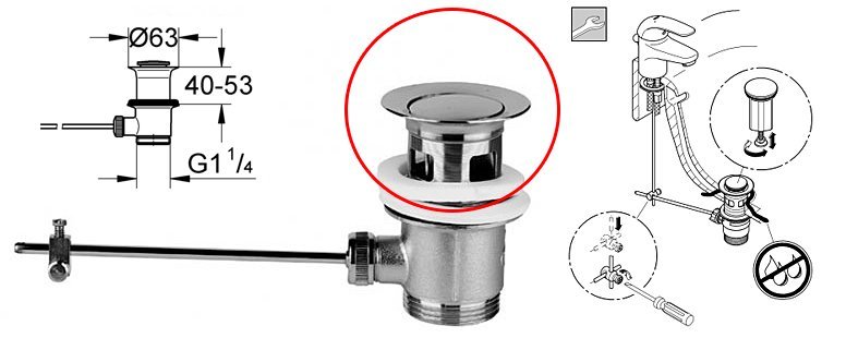 Bottom valve with mixer.