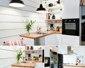 Kleine Küche im skandinavischen Stil