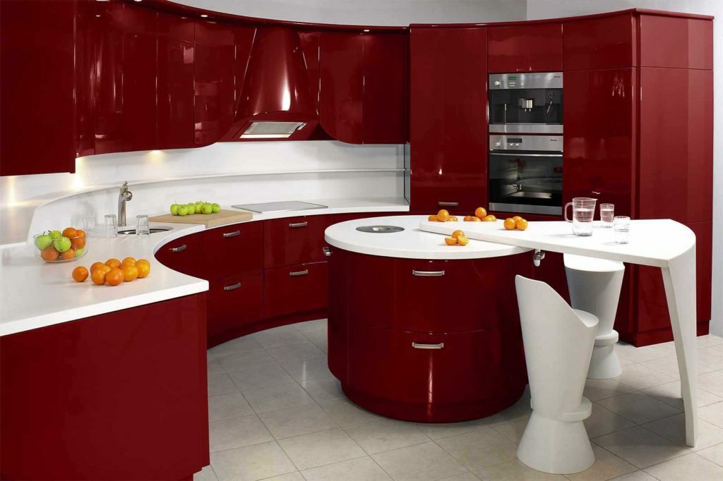 Rote Küche im Innenraum: echte Fotos, Empfehlungen