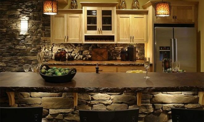 Kuchyňa s kamennou povrchovou úpravou 