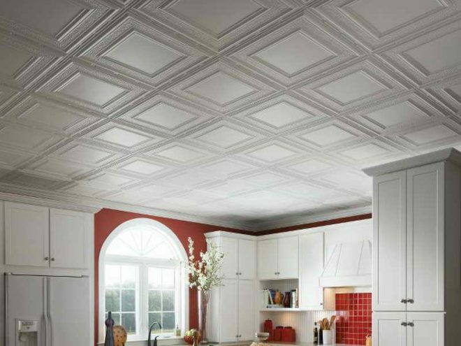 Ceiling tiles in the kitchen