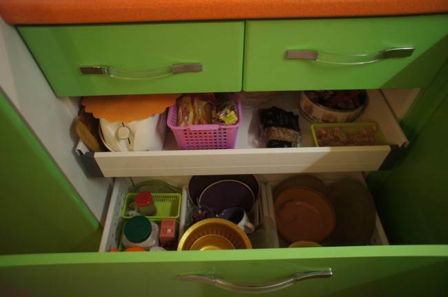Drawers in the kitchen