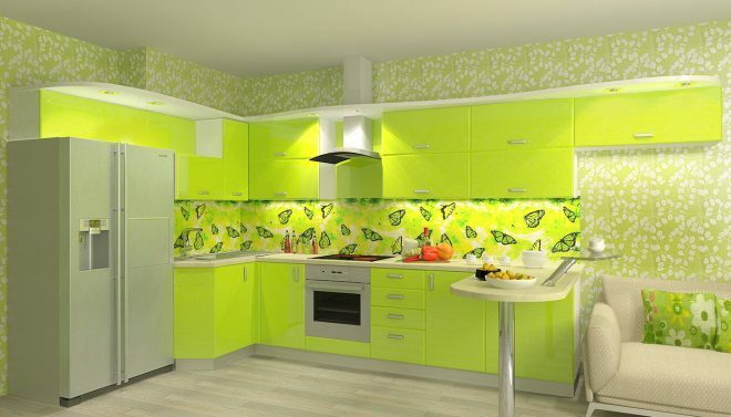 Lime color kitchen