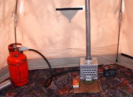 Operating a homemade convector in a tent