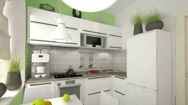 Moderne design av et lite kjøkken